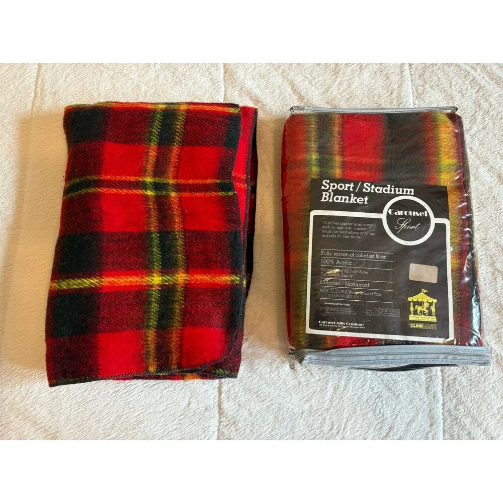 Lot 2 Carousel Mills Sport Stadium Blanket Colorfast Fiber Throw 45